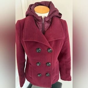 American Rag Burgundy Double-Breasted Pea Coat
